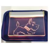 Etched plexiglass dog light, measures 12x9