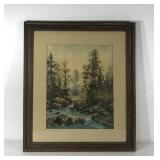 Creek painting on paper, signed F. Marion Dyer,