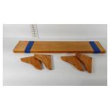 Pair of wooden shelves with brackets, 36" × 8"