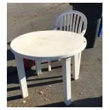 2pc White Poly Outdoor Table with one chair