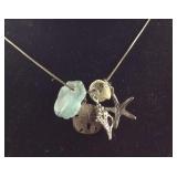 Sterling silver beach charm necklace 22in