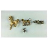 Animal theme pin and three brooches