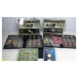 Six coins sets, 1935 buffalo nickel, 1979 Anthony