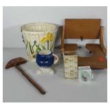 Mixed group, includes waste can, wooden potty