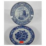 Two Delft blue and white plates, 9" and 10"