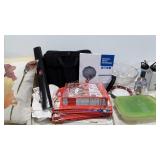 Tote and box full of throw pillows, Wheaties