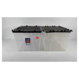 Two clearview fliptop storage totes, 12 gallon