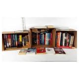 Books, three boxes of mainly novels, paper and