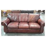 Three cushion leather sofa, 90", wear as expected