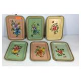 Six mini painted tole trays, The Netter Line