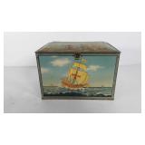 Tin storage box, 7.5x9x11