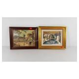 Framed Wall art, skating at the mill painting on