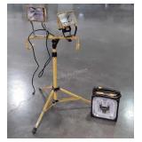 Two shop lights, light tripod works and DeWalt