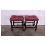 Two leather look stools, 24" to seat