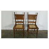 Two hip chairs with woven seats, damage as shown