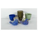 Home decor, includes four planters, painted