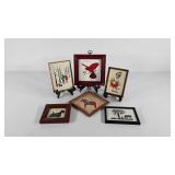 Small framed art group, signed silhouettes,