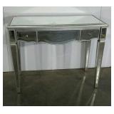Mirrored table, drawer damage as shown, seller