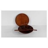 Wooden salad bowl with utensils and Scan Look