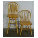 Swivel seat bar stool, 29" to seat, and a chair,
