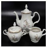 Czechoslovakian teapot, cream and sugar