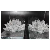 Crystal lotus flower book ends, 6"