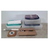 Mixed group, wall clock, roll of wallpaper,