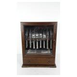 Standing flatware chest full of flatware, 7x14x19
