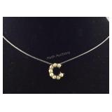 Howlite "C" beaded initial necklace 18in