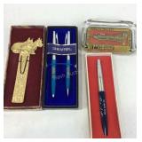 Scotty dog bookmark, sheaffer pen set, Parker