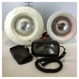 Two flood spotlights and a Simmons quart fire