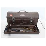 Park Metal tool box filled with wrenches,