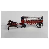 Cast iron horse drawn fire wagon with two drivers