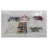 Five organizers of jewelry making supplies,