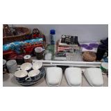 Mixed group, books, throw pillow, coffee mugs,