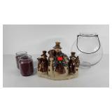 Snowmen ceramic tealight holder, jar candles and