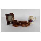 Fireman lot, wooden ladder truck, picture frame
