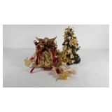 Christmas holiday decor angel and tree, stands