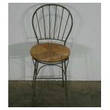 Rush seat bar stool, 24" to seat, swivel seat,