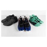 Nike shoes, gray size 9, blue size 11, green size