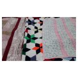 Textiles,  knit baby blanket, large heavy fringed