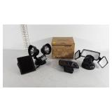 Three solar powered security lights, each with