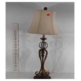 Decorative bronze toned table lamp, 35" tall,