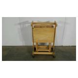 Four TV trays with cart, debris from storage,