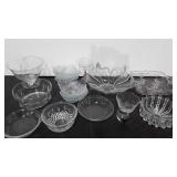 Clear glass bowls, Pyrex small pie plate, etc.
