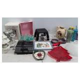 Decor lot, angel candle pillar stand, VHS tape