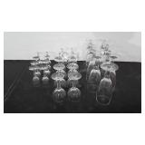 Crystal glassware, three size stemmed glasses,