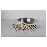 Stainless steel food bowl and ceramic hand