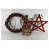 Rustic decor, woven twig angel figure, twig