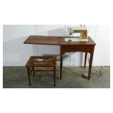 Sewing table with machine and bench seat, needs
